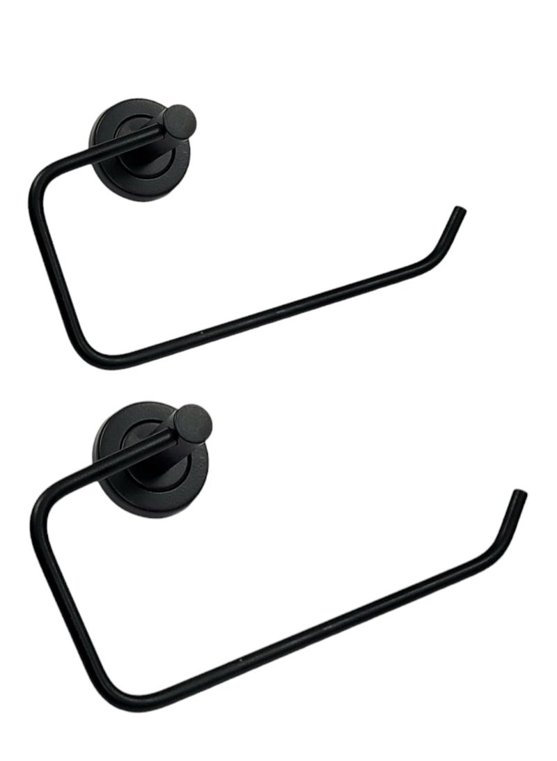 Proniks Stainless Steel Towel Rack for BathroomNapkin HolderNapkin Hanger Rectangle Cut Towel Ring Black Colour - Image 1