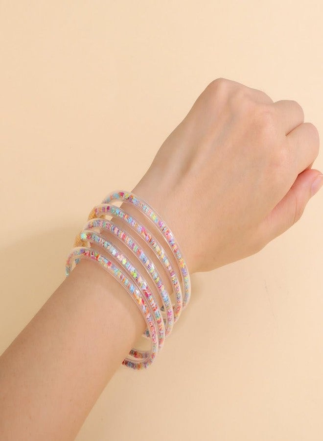 Sither Glitter Jelly Bangles Bracelets Set for Women Color Silicone Bracelets Sparkling Fashion Glitter Bracelets for Halloween Party Christmas Gift (style 4) - Image 2