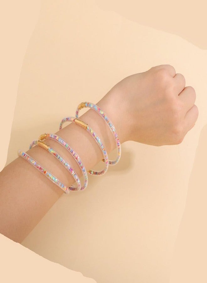 Sither Glitter Jelly Bangles Bracelets Set for Women Color Silicone Bracelets Sparkling Fashion Glitter Bracelets for Halloween Party Christmas Gift (style 4) - Image 3