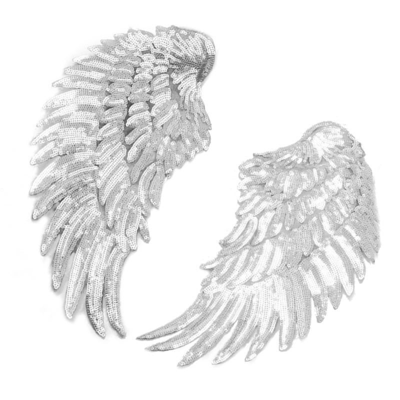 Iron On Sequin Patches: 2pcs Angel Wings Design, Non-Fading Bright Colors - Multipurpose Decor & Repair Patches for Crafters, Clothing, Bags, Shoes - Image 3