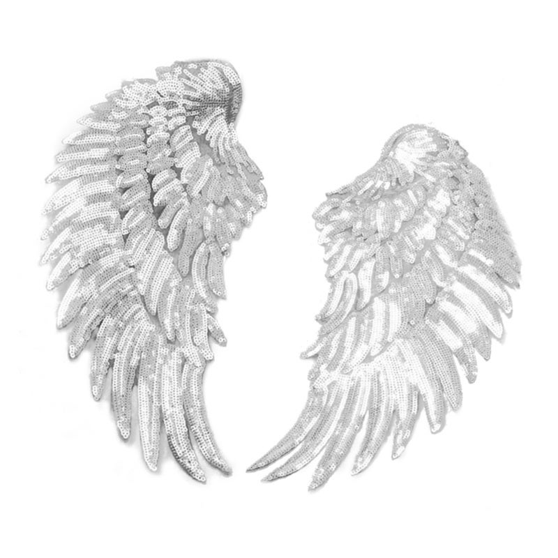 Iron On Sequin Patches: 2pcs Angel Wings Design, Non-Fading Bright Colors - Multipurpose Decor & Repair Patches for Crafters, Clothing, Bags, Shoes - Image 2