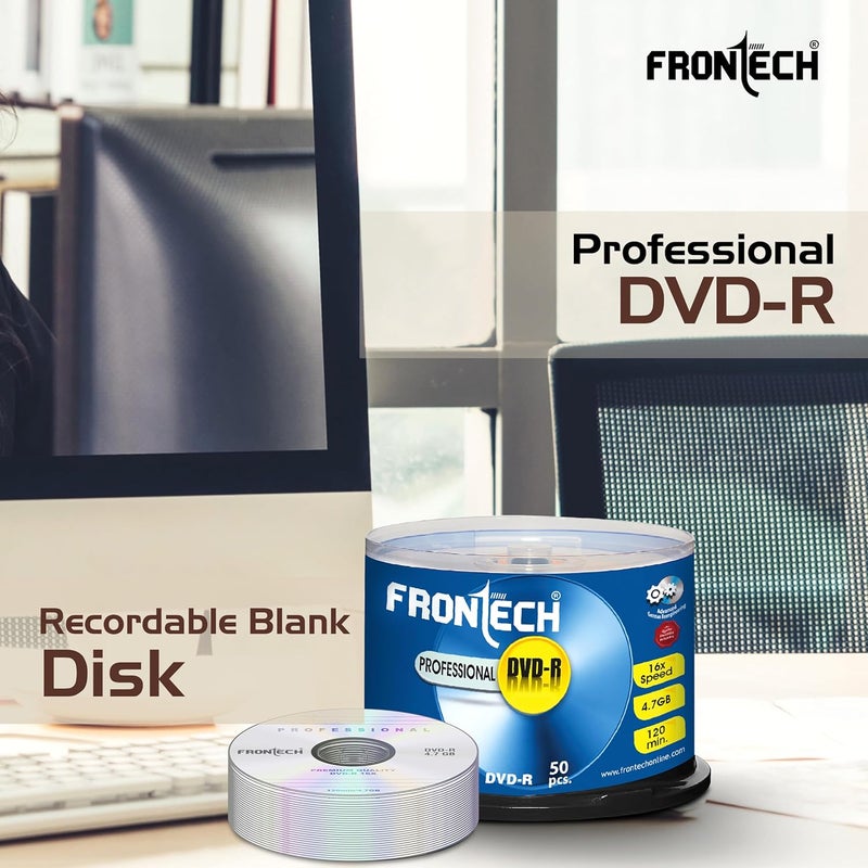FRONTECH Blank DVD-R 4.7 GB 16X Speed Digital Disk - Pack of 50, Professional DVD with Advanced German Technology (DVD-0003) - Image 2