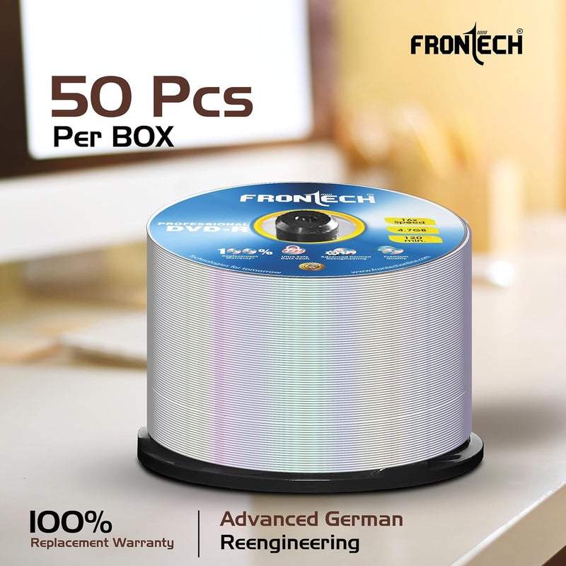 FRONTECH Blank DVD-R 4.7 GB 16X Speed Digital Disk - Pack of 50, Professional DVD with Advanced German Technology (DVD-0003) - Image 5