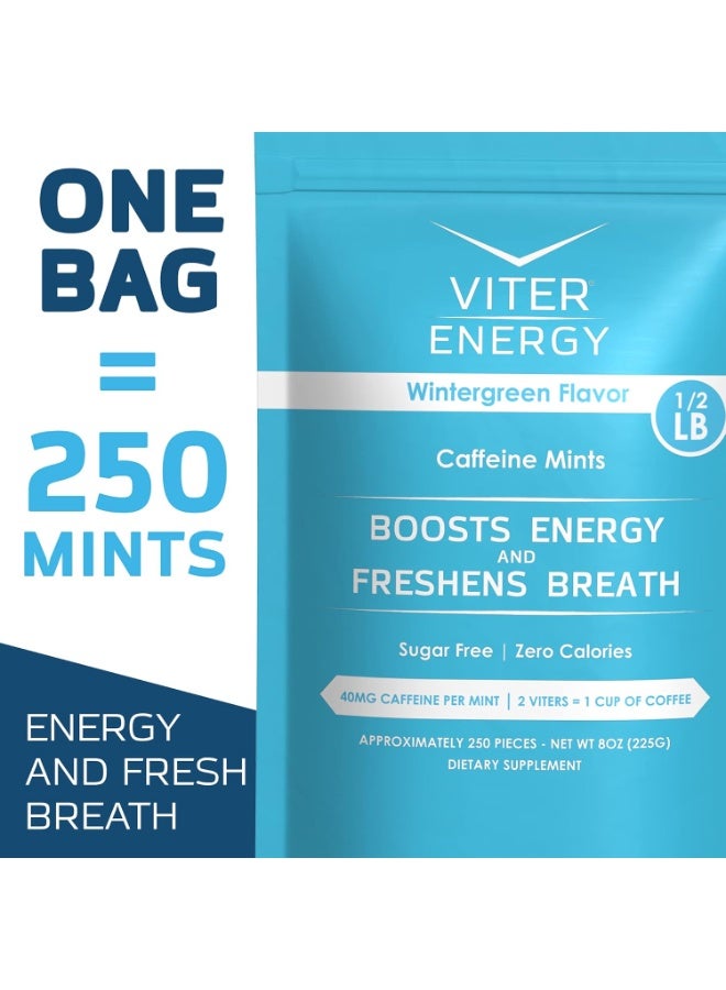 Viter Energy Caffeine Mints - Sugar Free, B Vitamins, Vegan, Boosts Fast Energized Alert Focus, Caffeinated Nootropic Supplement Pills (Wintergreen Flavor, 8oz, Bulk Bag) - Image 5