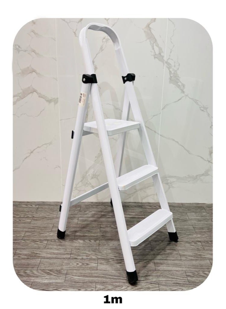 Living سلم قابل للطي احترافي مكون من 3 درجات للاستخدام المنزلي بدرجة واسعة 1 متر - Image 1