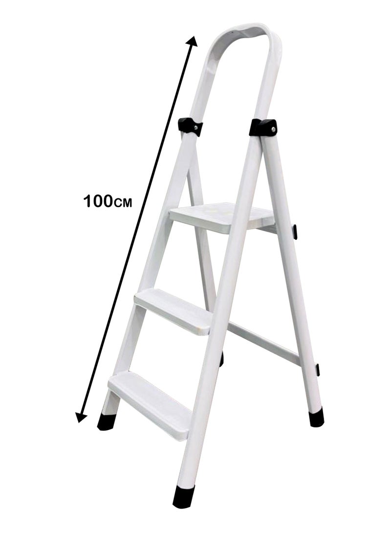 Living سلم قابل للطي احترافي مكون من 3 درجات للاستخدام المنزلي بدرجة واسعة 1 متر - Image 4