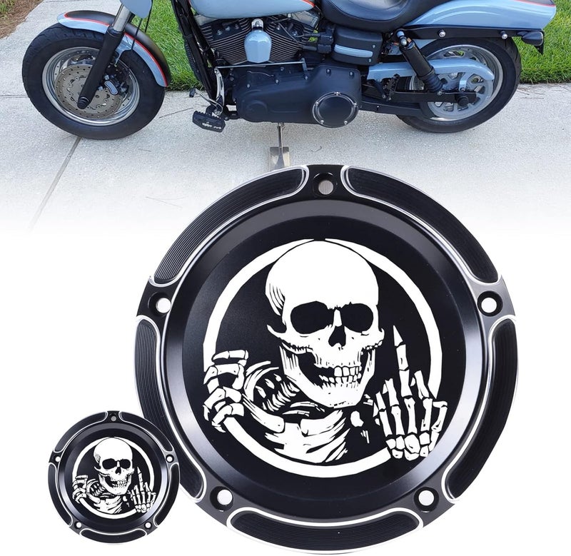 Goldfire CNC Derby Timer Cover and Points Covers for Harley (Skull Design) - Image 1
