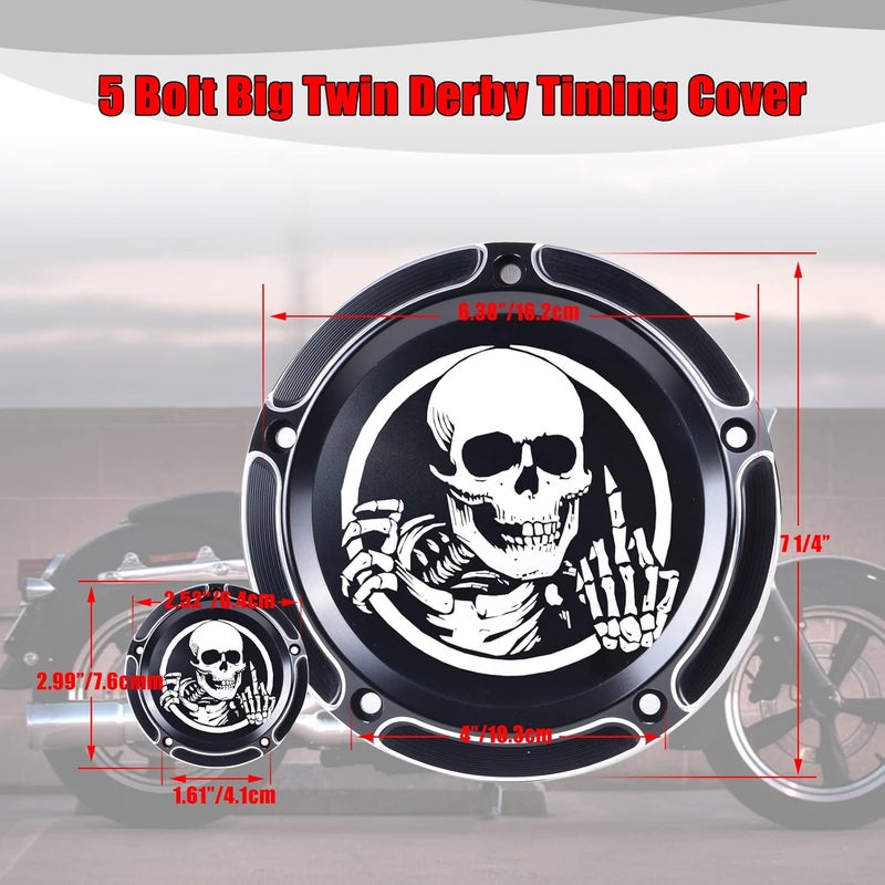 Goldfire CNC Derby Timer Cover and Points Covers for Harley (Skull Design) - Image 3