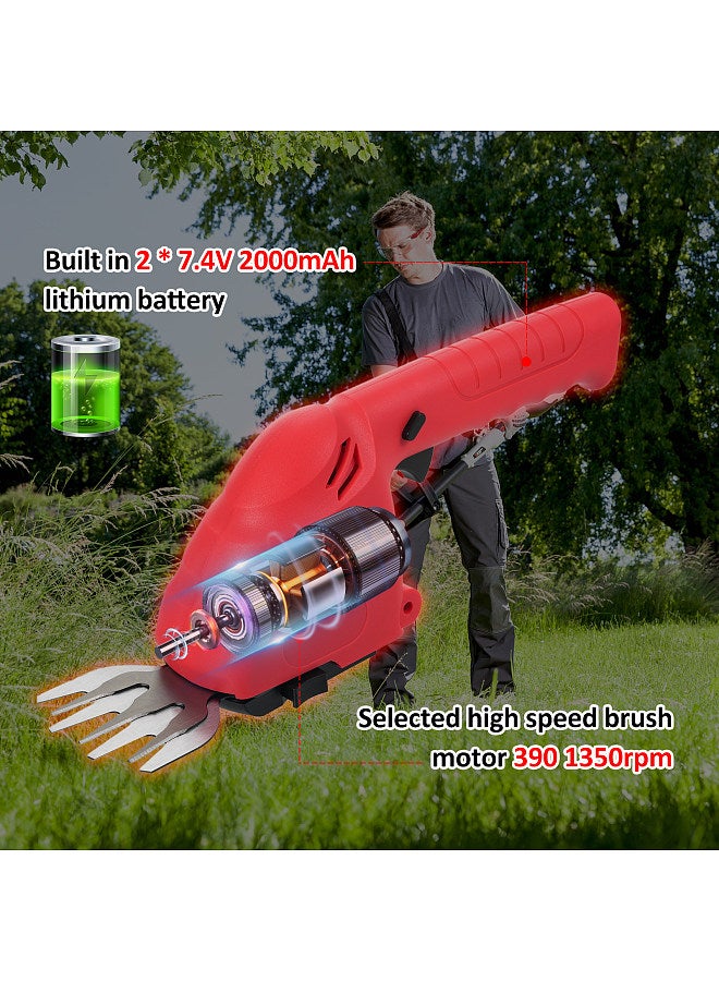 Generic E-5 Lithium Cordless Hedge Trimmer Handheld Dual-Purpose Hedge Trimmer Bush Trimmer Electric Hedge Trimmer for Pruning Built in 2.0Ah Battery and Type-C Charging Cable Grass Trimmer  - Image 2