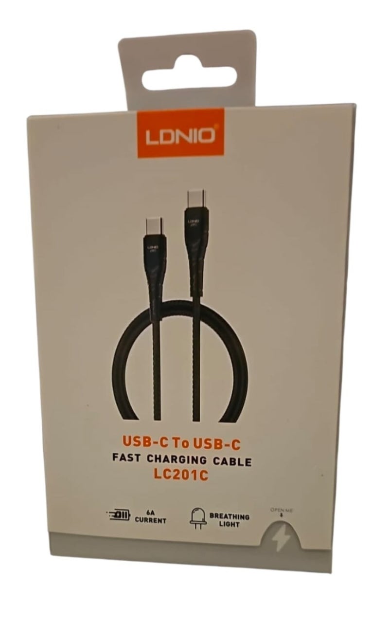 لدنيو كابل شحن USB-C الى USB-C يدعم الشحن السريع ونقل البيانات يدعم تياراً عالياً (6A) من LDNIO - Image 2