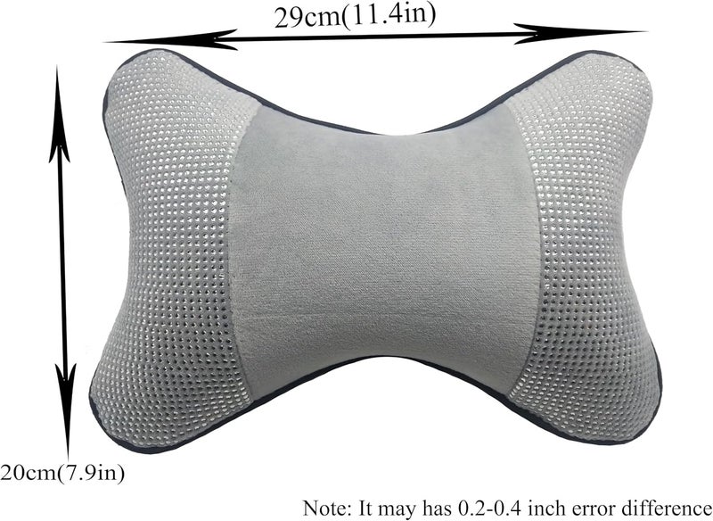 yuhuru Car Neck Pillows Both Side Pu Leather 2pieces Pack Headrest Fit for Most Cars Filled Fiber Universal Car Pillow (Bling Grey) - Image 4