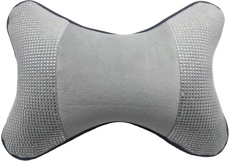 yuhuru Car Neck Pillows Both Side Pu Leather 2pieces Pack Headrest Fit for Most Cars Filled Fiber Universal Car Pillow (Bling Grey) - Image 3