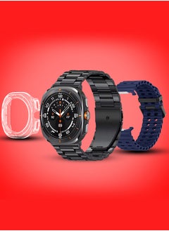 Kalobee SK7 Ultra Smartwatch Bundle With Accessories Including 1 Black Stainless Steel Band 1 Midnight Blue Silicone Band a Charging Cable and a TPU Case Protector  - Image 2