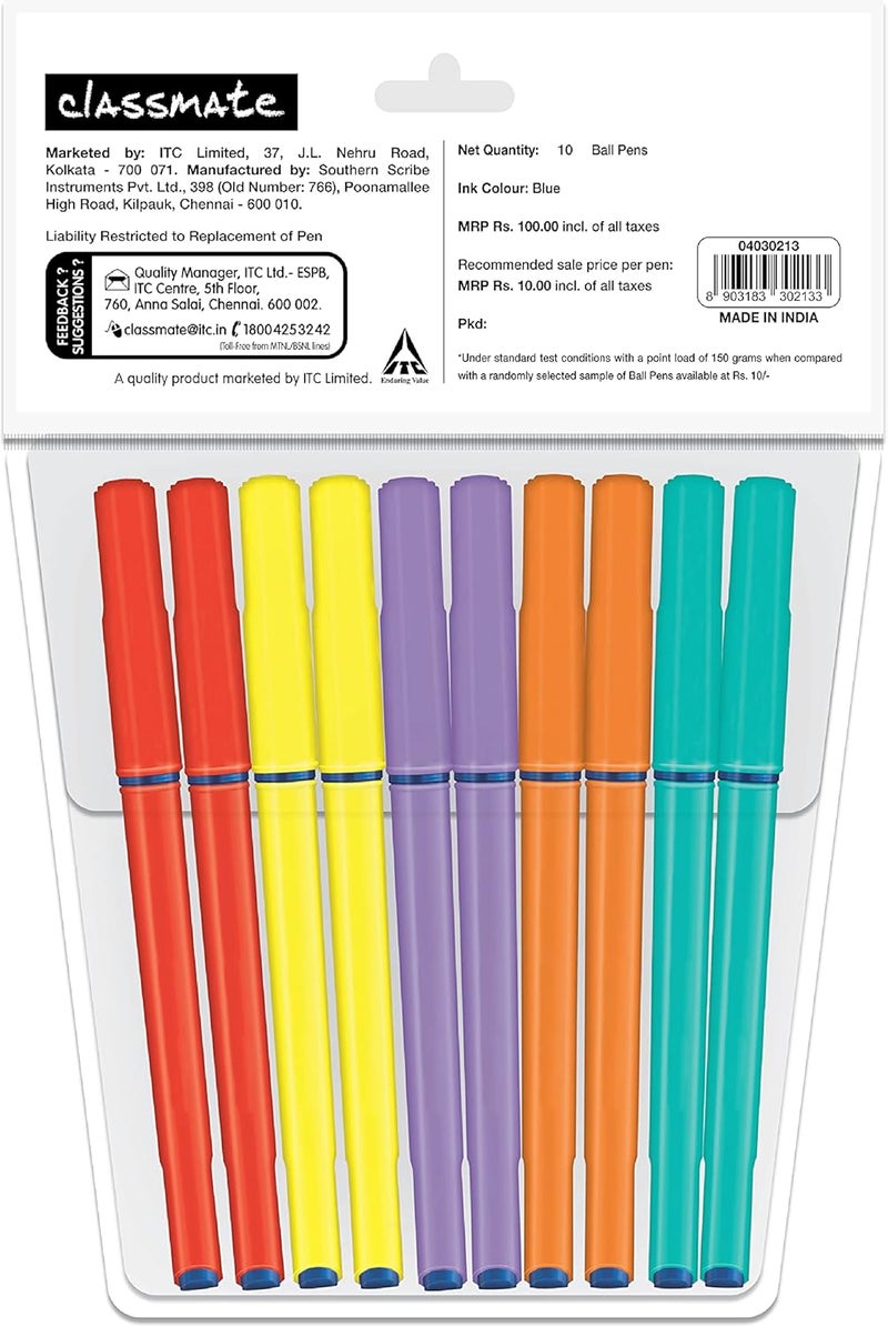 Classmate Octane Colour Fest Ball Pens - Pack of 10 - Image 2