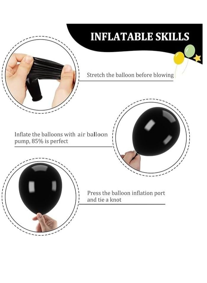 بالونات سوداء عالية الجودة من اللاتكس قابلة للتحلل البيولوجي للحفلات والمناسبات أو الديكورات (عبوة من 50 قطعة) - Image 2