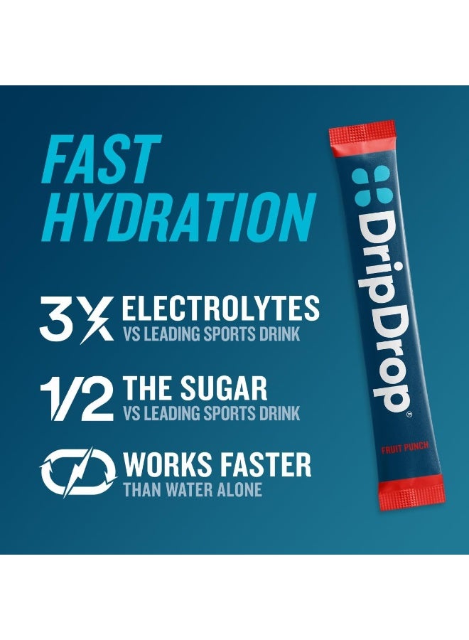 DripDrop Hydration - Fruit Punch - Electrolyte Drink Mix Single Serve Hydration Powder Packets - Image 2