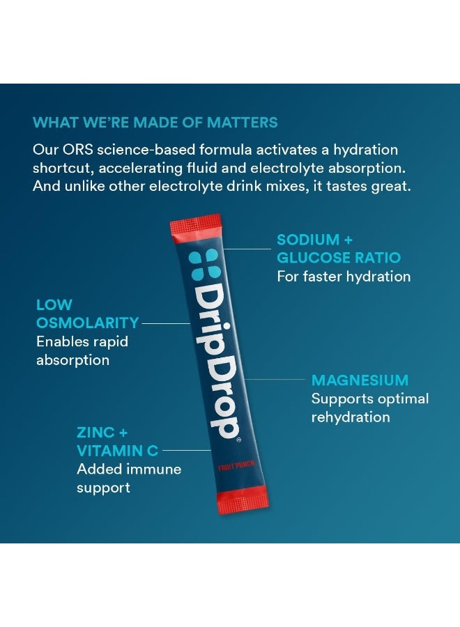 DripDrop Hydration - Fruit Punch - Electrolyte Drink Mix Single Serve Hydration Powder Packets - Image 4