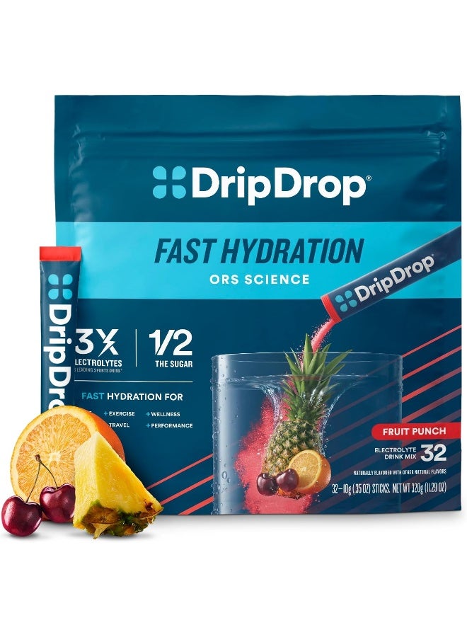 DripDrop Hydration - Fruit Punch - Electrolyte Drink Mix Single Serve Hydration Powder Packets - Image 1