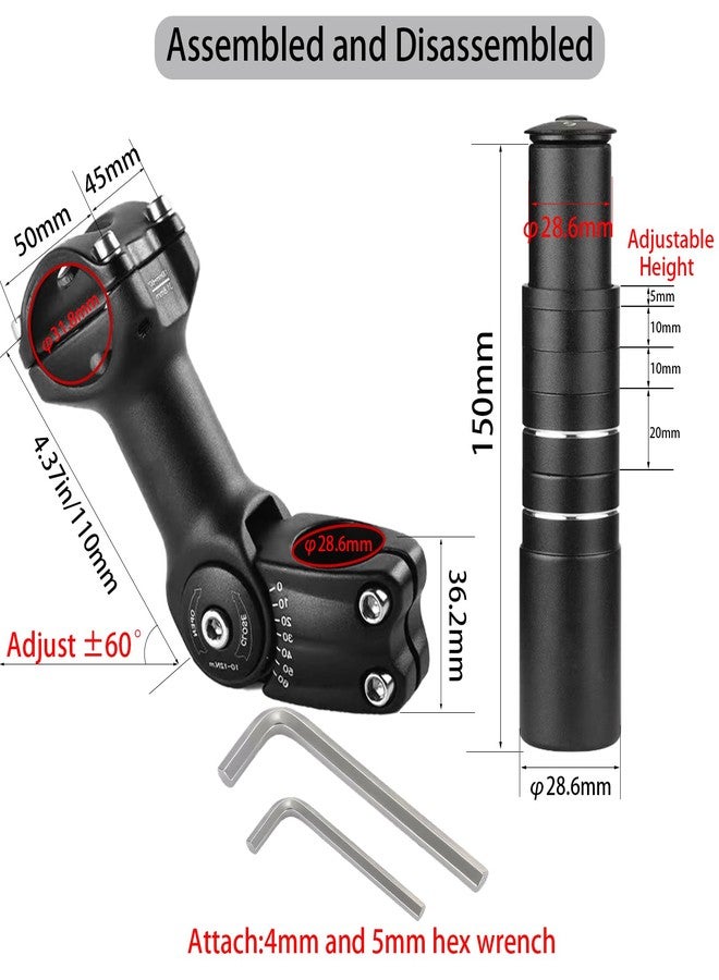 groword Bike Stem Riser,3D Forging,Oxidation Process,Anti-Rust and Wear-Resistant,28.6mm Bike Fork Aluminum Adjustable 150mm,Bike Stem 31.8mm,Adjustable 120 Degree 110mm,Suitable for Mountain Bike, Road Bike - Image 4