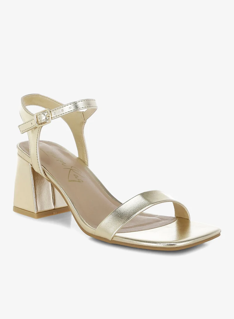 London Rag gold Metallic Faux Leather Block Heels in Gold for Women | Best Price UAE