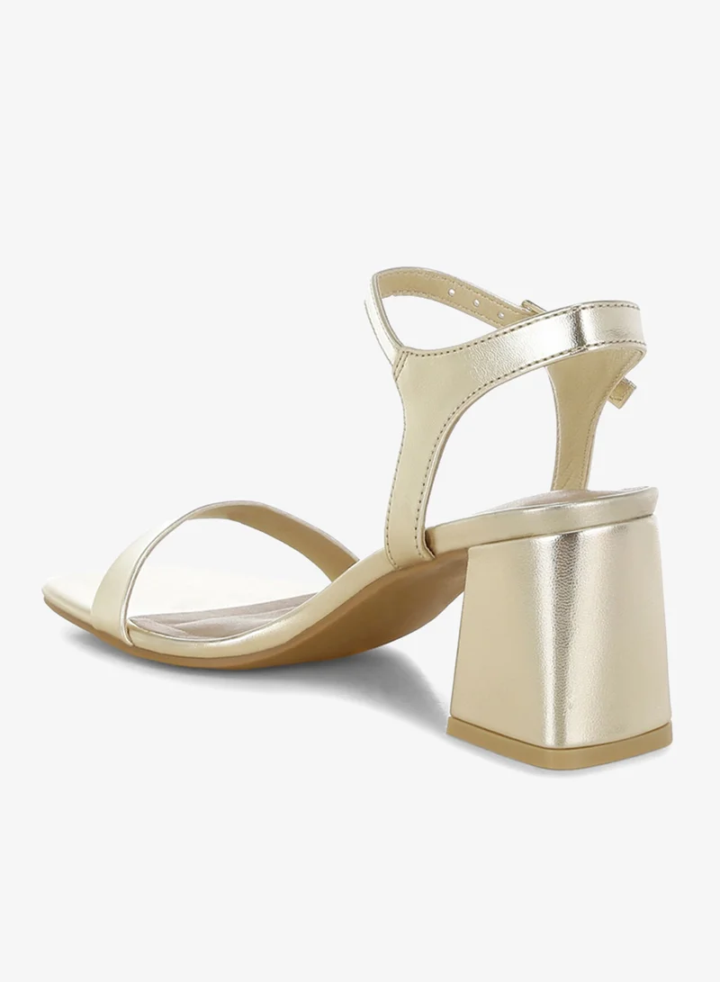 London Rag gold Metallic Faux Leather Block Heels in Gold for Women | Best Price UAE