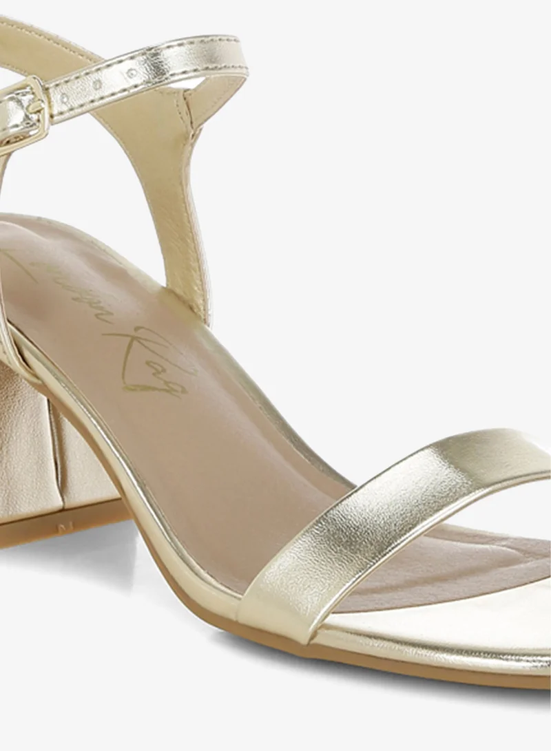 London Rag gold Metallic Faux Leather Block Heels in Gold for Women | Best Price UAE