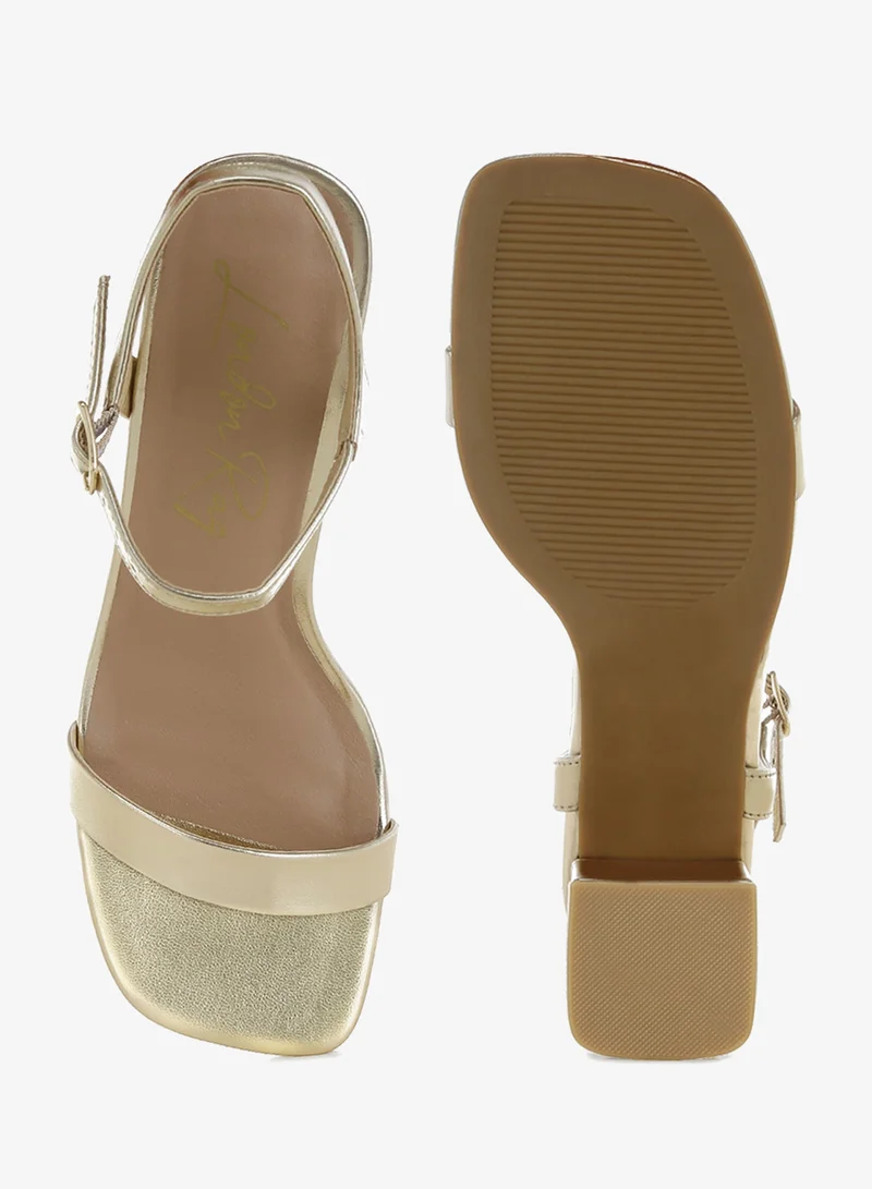 London Rag gold Metallic Faux Leather Block Heels in Gold for Women | Best Price UAE