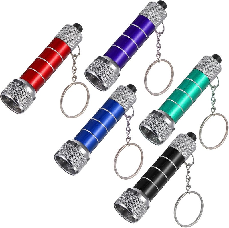 GARNECK 10pcs Mini Flashlight Keychain Torch with 5 LED Lights - Random Colors - Image 1