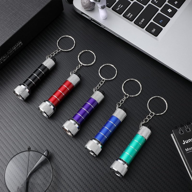 GARNECK 10pcs Mini Flashlight Keychain Torch with 5 LED Lights - Random Colors - Image 2