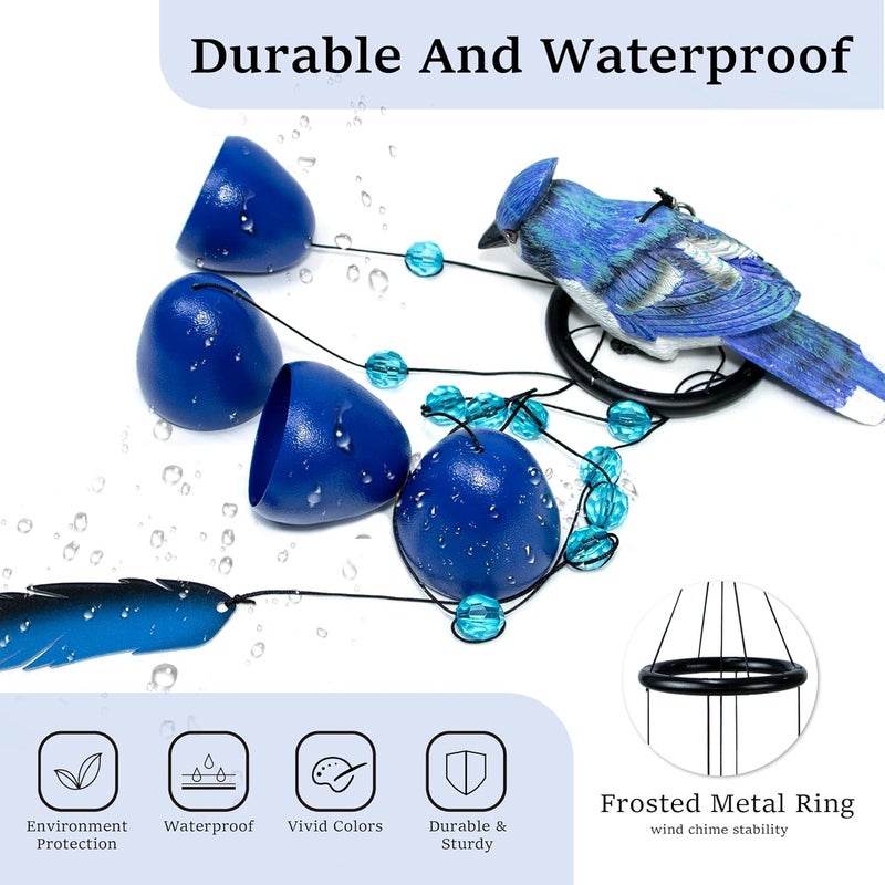 Outdoor Wind Chimes: Blue Bird Design - Weather-Resistant Garden Wind Chimes for Patio Backyard Outdoor Decor - Image 4