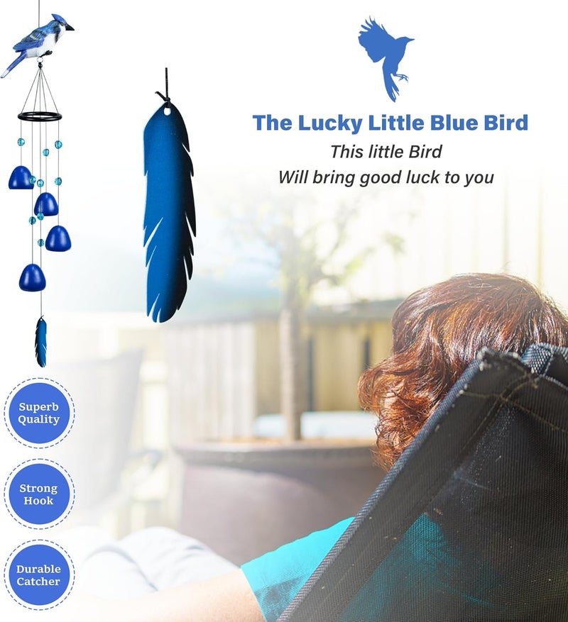 Outdoor Wind Chimes: Blue Bird Design - Weather-Resistant Garden Wind Chimes for Patio Backyard Outdoor Decor - Image 5