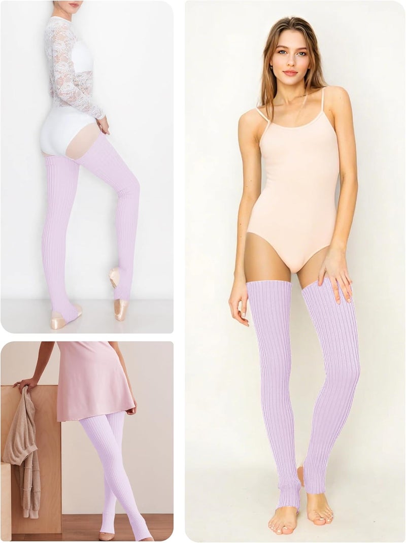 v28 Women Girls Thigh High Neon Ribbed Long 80s 90s Party Skating Leg Warmers - Image 3