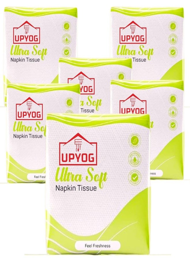 UPYOG 1-Ply Tissue Paper Napkins - 600 Pulls, Pack of 6 | Soft & Absorbent Disposable Napkins for Parties, Events, Dining, Weddings, Birthdays | Bulk Premium Paper Napkins - Image 1