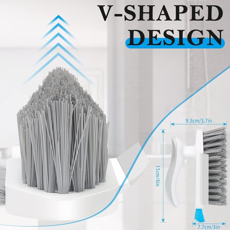 Gokich Gokich 4 In 1 Tile Grout Cleaner - Floor Scrub Brush With Flexible Squeegee, V-Shape Gap Scrub Stiff Bristles Hand Brush Crevice Cleaning Brush Tools, Scrubbing Floor, Window, Sink, Kitchen(Pack Of 1)  - Image 5
