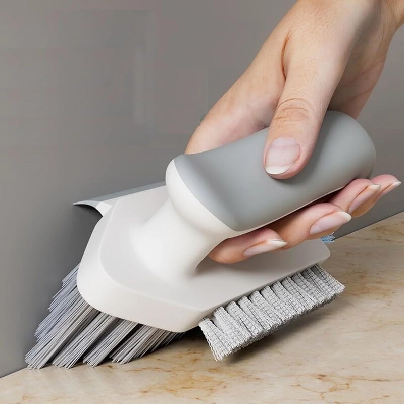 Gokich Gokich 4 In 1 Tile Grout Cleaner - Floor Scrub Brush With Flexible Squeegee, V-Shape Gap Scrub Stiff Bristles Hand Brush Crevice Cleaning Brush Tools, Scrubbing Floor, Window, Sink, Kitchen(Pack Of 1)  - Image 1