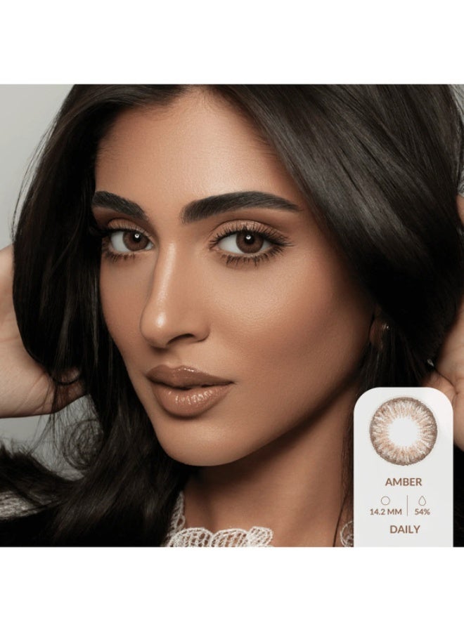 Amara Unisex One Day Amber Pack Of 10, Daily Disposable Contact Lenses, Color Contact Lenses, Cosmetic Contact Lenses, Brown Contact Lenses - Image 2