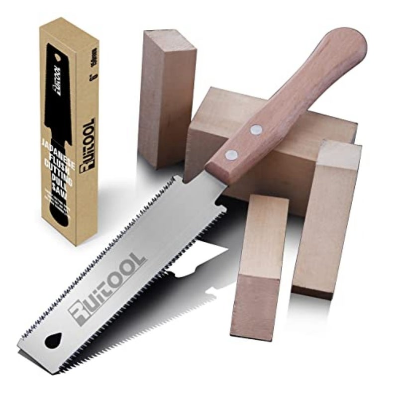 Japanese Hand Saw 6 Inch Double Edge Sided Pull Saw Ryoba SK5 Flexible Blade 14/17 TPI Flush Cut Beech Handle Wood Saw for Woodworking Tools - Image 1