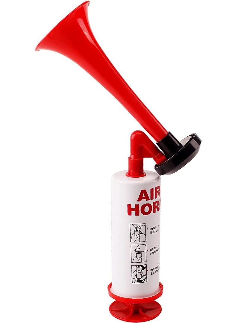 معرض الأعياد بوق هوائي بمضخة للرياضات البحرية والرياضية، بوق إشارة يدوي عالي الصوت للقوارب، إنذار سلامة شخصي، للقوارب، والفعاليات الرياضية، والحفلات، وأعياد الميلاد، والألعاب، والتخييم، والتخرج، والحيوانات العدوانية، أحمر - Image 1