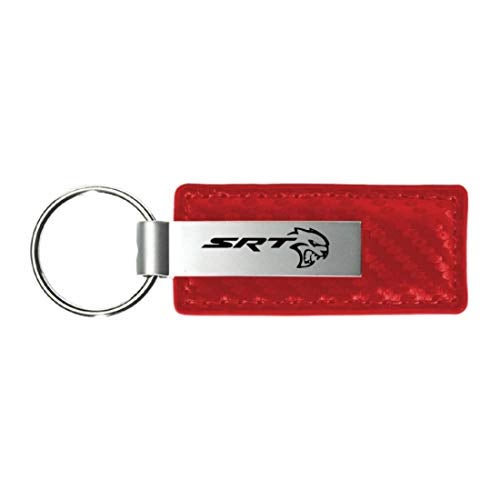 Dodge دودج أوتوموتيف جولد SRT هيل كات أحمر كربون فايبر جلد سلسلة مفاتيح - Image 1