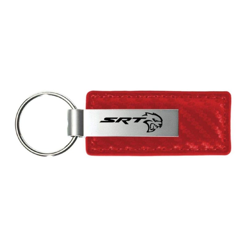 Dodge دودج أوتوموتيف جولد SRT هيل كات أحمر كربون فايبر جلد سلسلة مفاتيح - Image 3