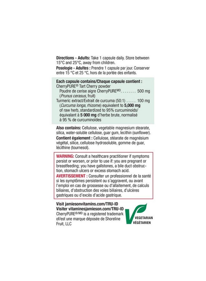 Jamieson Tart Cherry & Turmeric 30 Capsules - Image 4