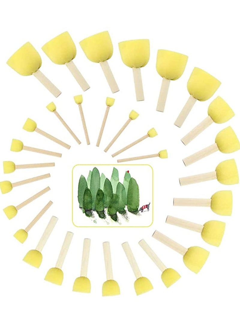 KASTWAVE 10Pcs Painting Drawing Brushes Foam Sponge Wood Handle Painting Drawing Finishing Craft Tool Flat Brush Head Absorption Fully Fill Each Dead Angle for Acrylics Stains Crafts Varnishes - Image 1