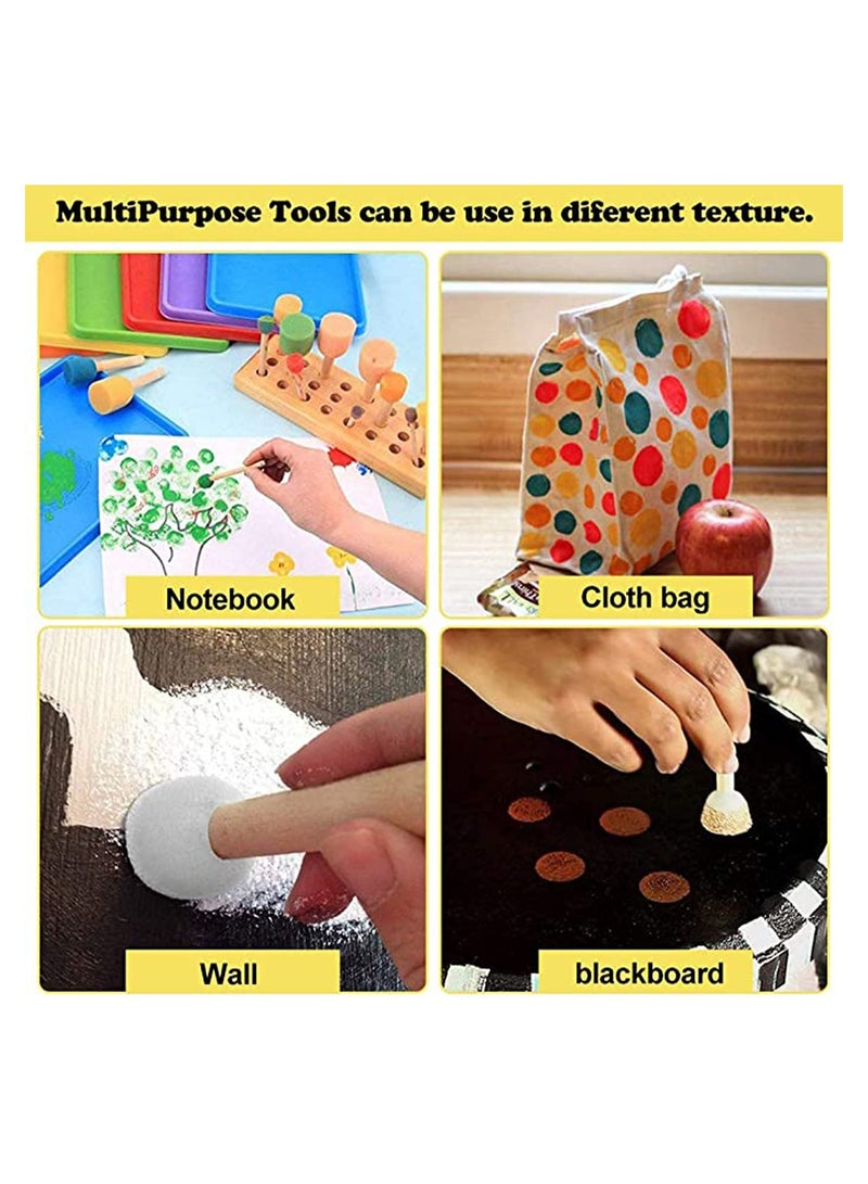 KASTWAVE 10Pcs Painting Drawing Brushes Foam Sponge Wood Handle Painting Drawing Finishing Craft Tool Flat Brush Head Absorption Fully Fill Each Dead Angle for Acrylics Stains Crafts Varnishes - Image 4