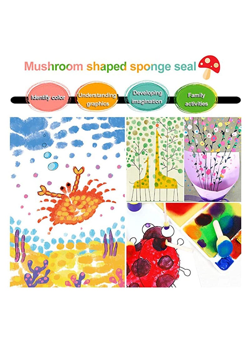 KASTWAVE 10Pcs Painting Drawing Brushes Foam Sponge Wood Handle Painting Drawing Finishing Craft Tool Flat Brush Head Absorption Fully Fill Each Dead Angle for Acrylics Stains Crafts Varnishes - Image 5