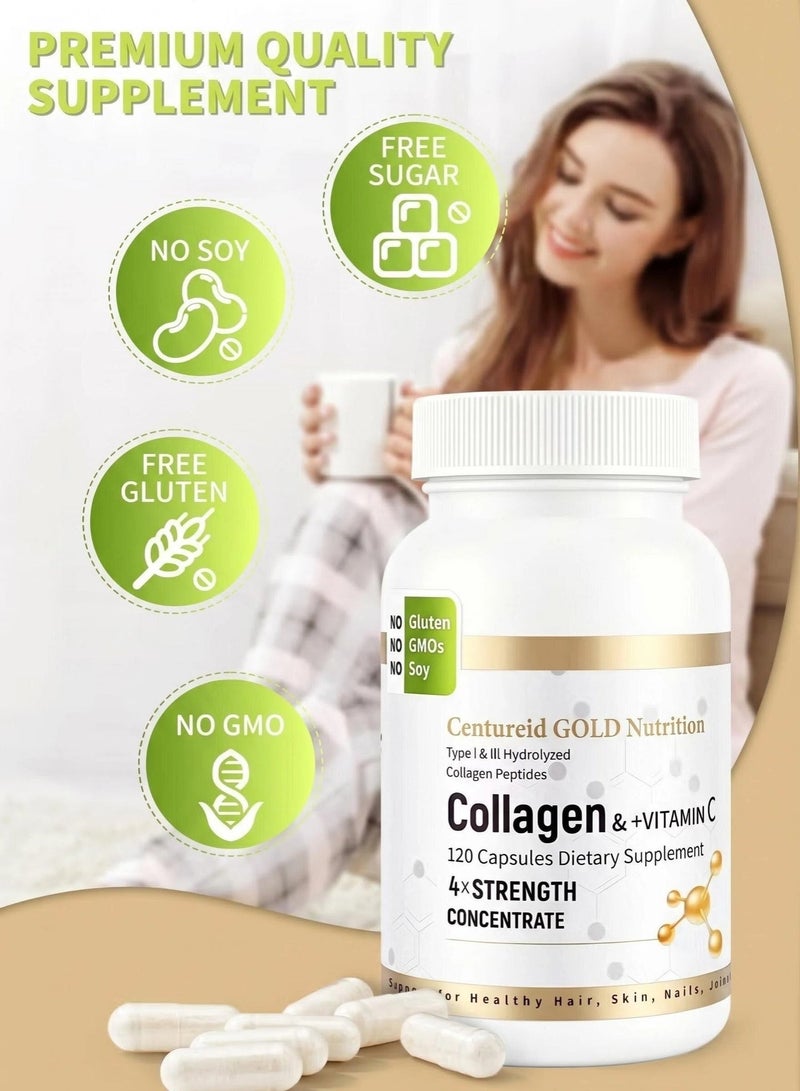 Centureid GOLD Nutrition Collagen+Vitamin C Beauty Hair And Nails Vitamins For Women Collagen Up Skin Whitening 120 Capsules - Image 5
