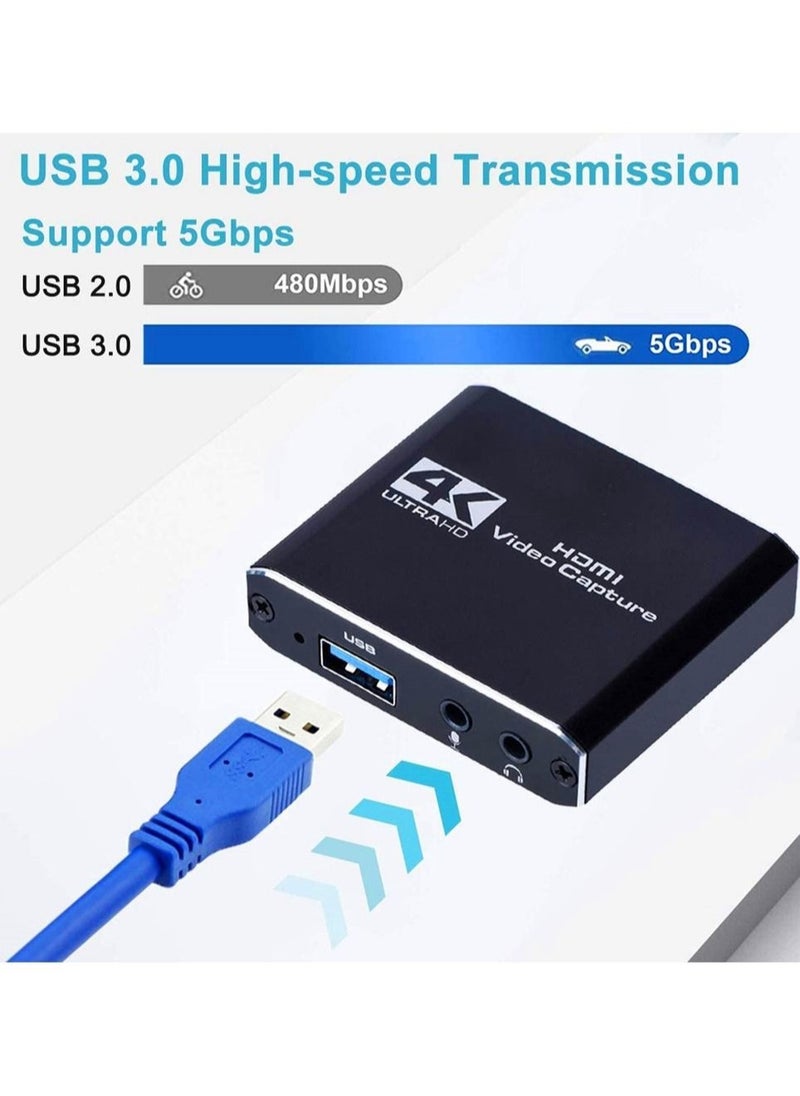 Captaintech - HDMI Video Capture Card 4K, USB3.0 1080P 60FPS HD Ultra Low Latency, Game Capture Card for Gaming / Live Streaming / Videoconferencing for Nintendo Switch / PS4 / Xbox One / OBS / Camera / PC - Image 1