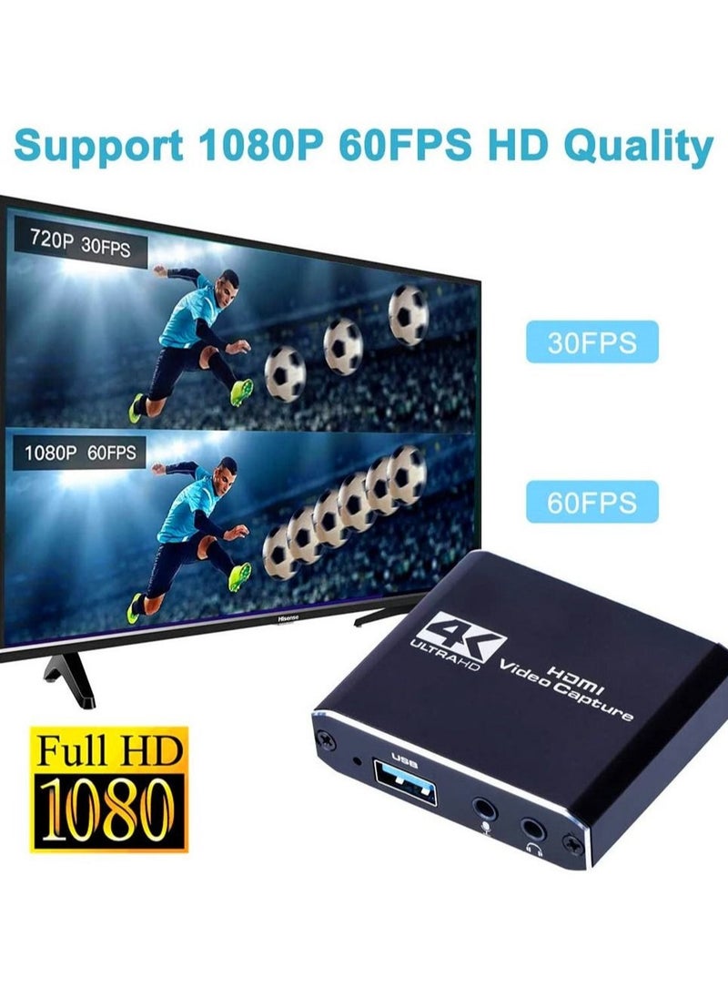 Captaintech - HDMI Video Capture Card 4K, USB3.0 1080P 60FPS HD Ultra Low Latency, Game Capture Card for Gaming / Live Streaming / Videoconferencing for Nintendo Switch / PS4 / Xbox One / OBS / Camera / PC - Image 1