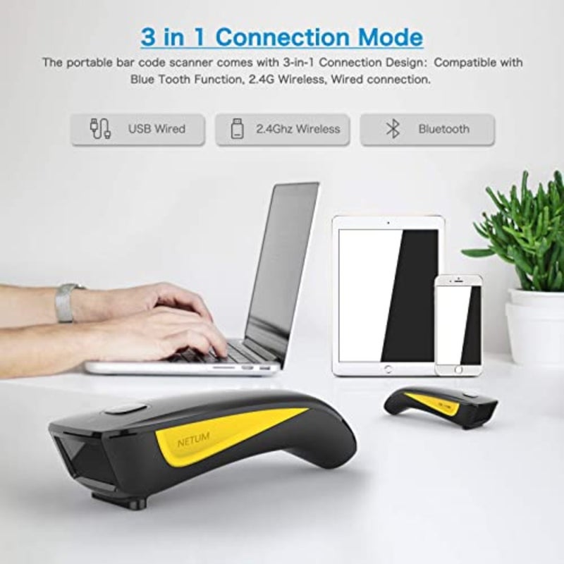 QR Code Scanner, Mini Barcode Scanner Bluetooth Compatible, Small Portable USB 1D 2D Bar Code Scanner for Inventory, 2.4G Cordless Image Reader for Tablet iPhone iPad Android iOS PC POS - C750 - Image 3