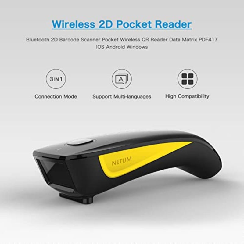 QR Code Scanner, Mini Barcode Scanner Bluetooth Compatible, Small Portable USB 1D 2D Bar Code Scanner for Inventory, 2.4G Cordless Image Reader for Tablet iPhone iPad Android iOS PC POS - C750 - Image 2
