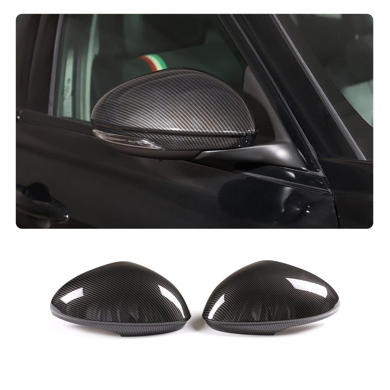 Door Side Mirror Cover Trim Caps for Alfa Romeo Giulia 20172024 Sideview Side Mirror Covers Decoration Accessories GiuliaCarbon fiber pattern